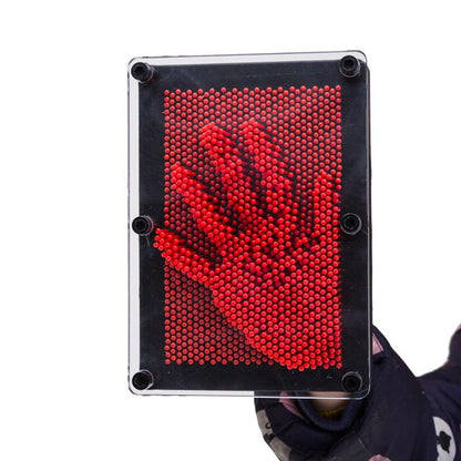 Large 3D Pin Art Board Game Hand Impression Desk Toy (Red)