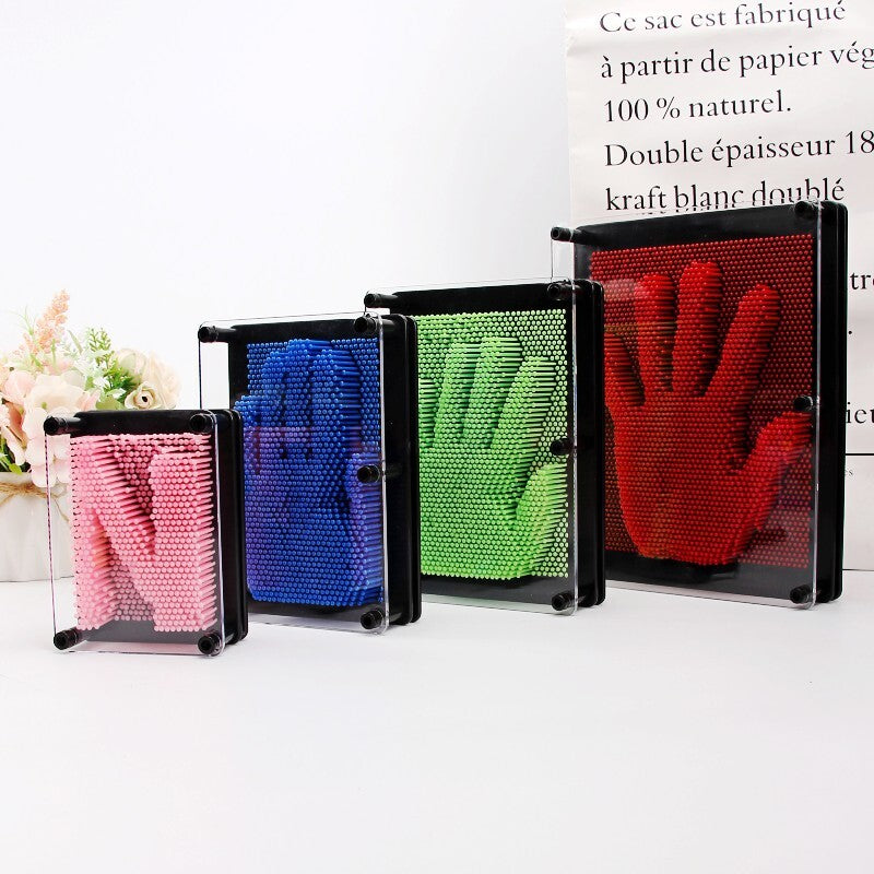 Large 3D Pin Art Board Game Hand Impression Desk Toy (Red)