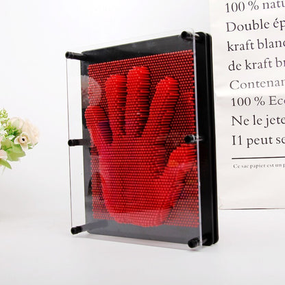 Large 3D Pin Art Board Game Hand Impression Desk Toy (Red)