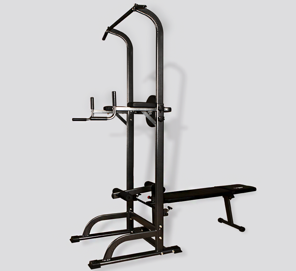 Multifunction Power Tower Dip Bar Pull Up Stand Fitness Station with Fid Bench