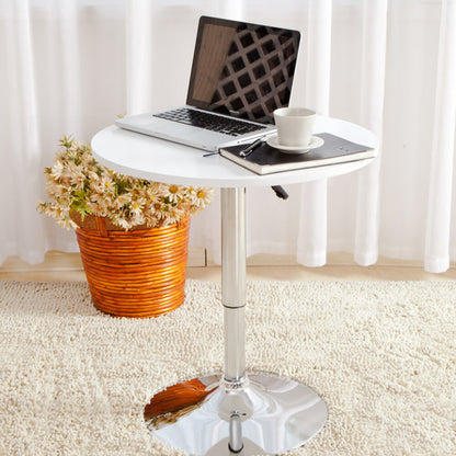 Century Designer Round Bar Table Height Adjustable with Gas Lift (White/Stainless Steel)