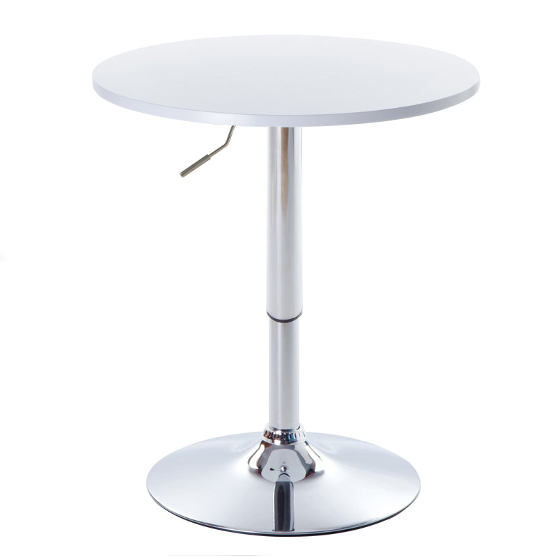 Century Designer Round Bar Table Height Adjustable with Gas Lift (White/Stainless Steel)