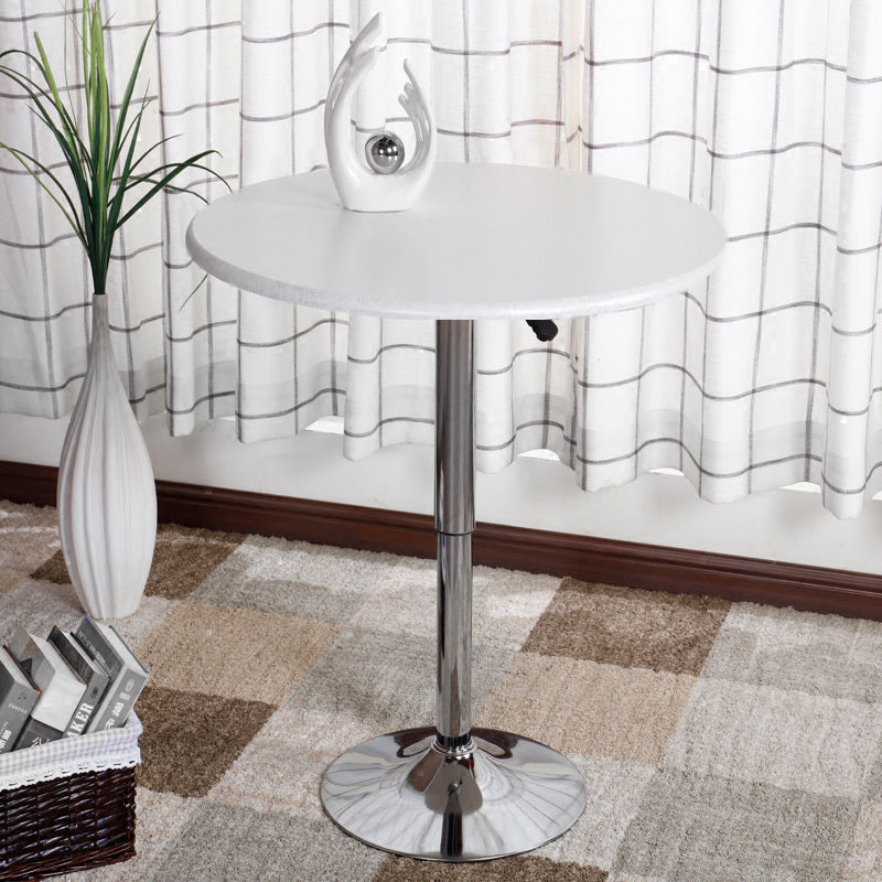 Century Designer Round Bar Table Height Adjustable with Gas Lift (White/Stainless Steel)