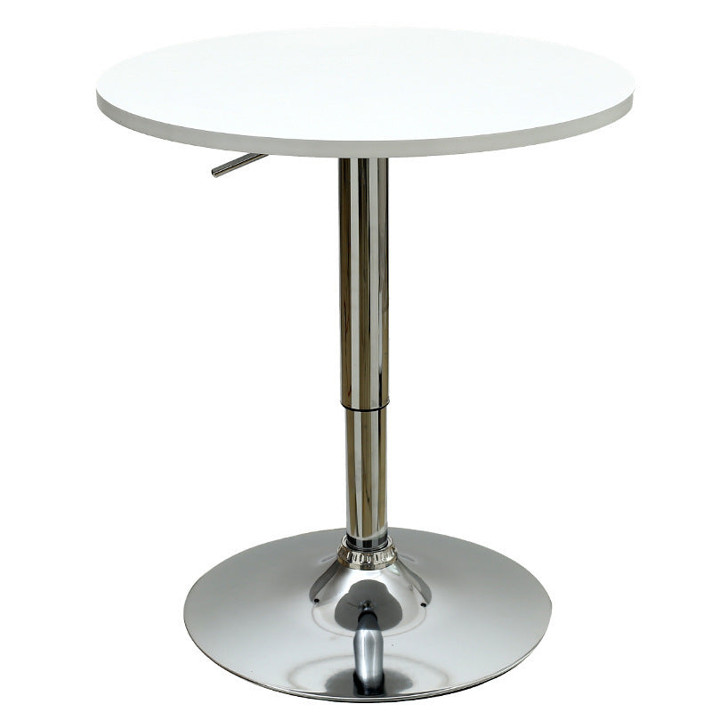 Century Designer Round Bar Table Height Adjustable with Gas Lift (White/Stainless Steel)