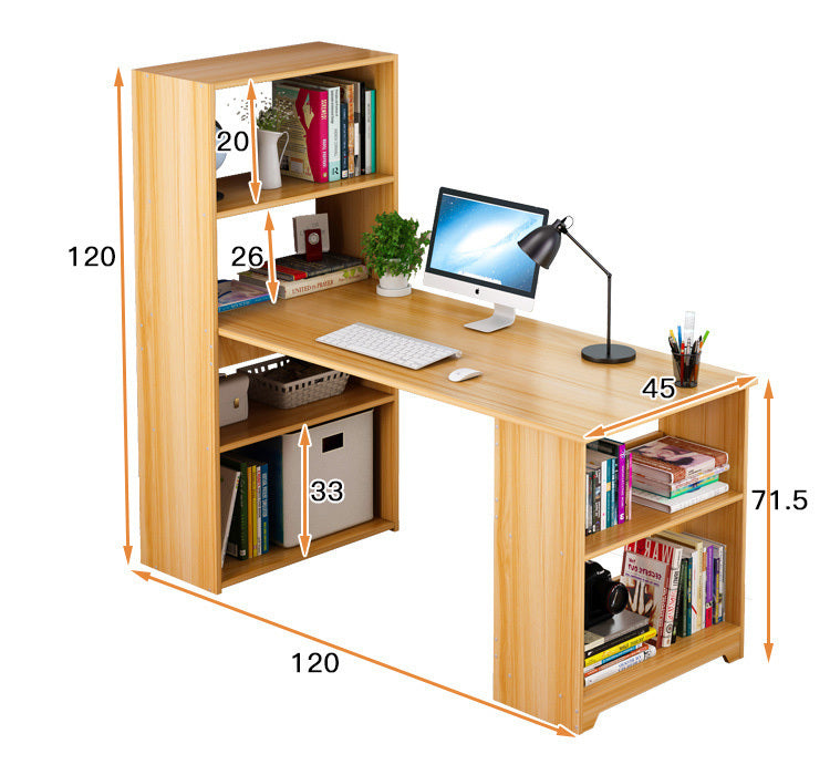 Varossa's Organizer Combination Workstation Computer Desk with 6 Storage Shelves (Black Wood)