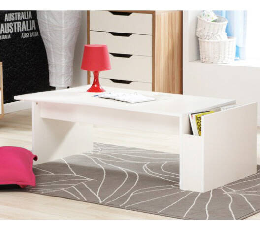 Cosmopolitan Coffee Table with Magazine Holder (White)