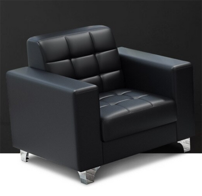 Modern Minimalist Leather Sofa Lounge Single Seater Couch (Black)