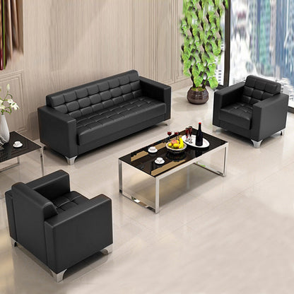 Modern Minimalist Leather Sofa Lounge Single Seater Couch (Black)