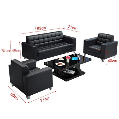 Modern Minimalist Leather Sofa Lounge Single Seater Couch (Black)