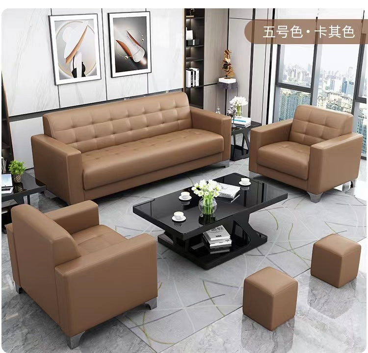 Modern Minimalist Leather Sofa Lounge Single Seater Couch (Tan)