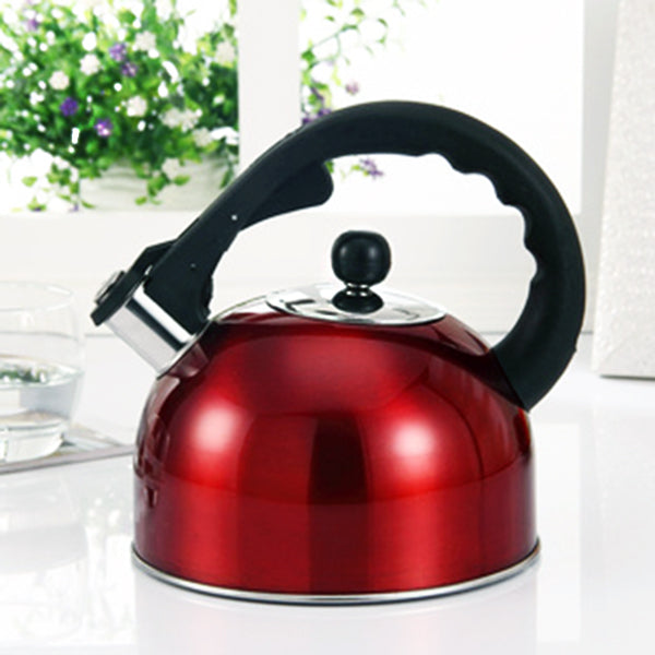 Stainless Steel Stove Top Whistling Kettle Red