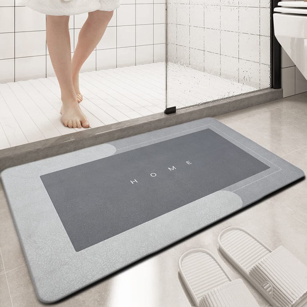 Large Super Absorbent Floor Bath Door Mat Non-Slip Rug Doormat (Light Grey, 60 x 90)