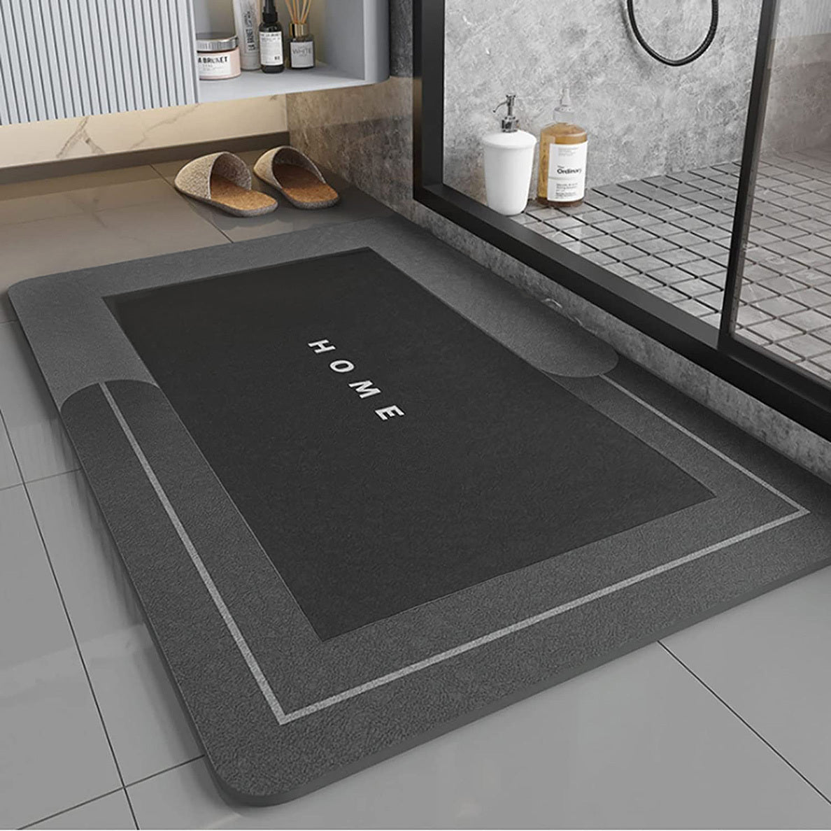 Super Absorbent Floor Bath Door Mat Non-Slip Rug Doormat (Dark Grey)