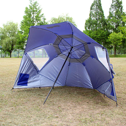 Large Canopy Camping Beach Sports Events Sun & Rain Umbrella (Blue)