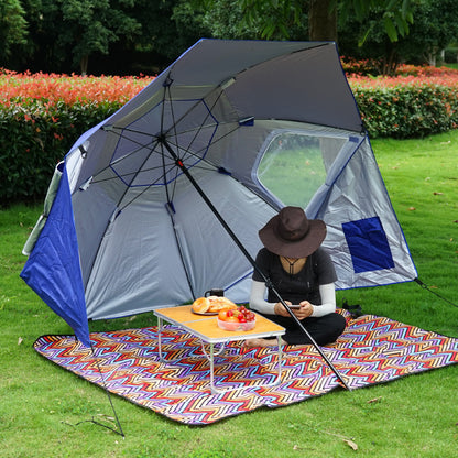 Large Canopy Camping Beach Sports Events Sun & Rain Umbrella (Blue)