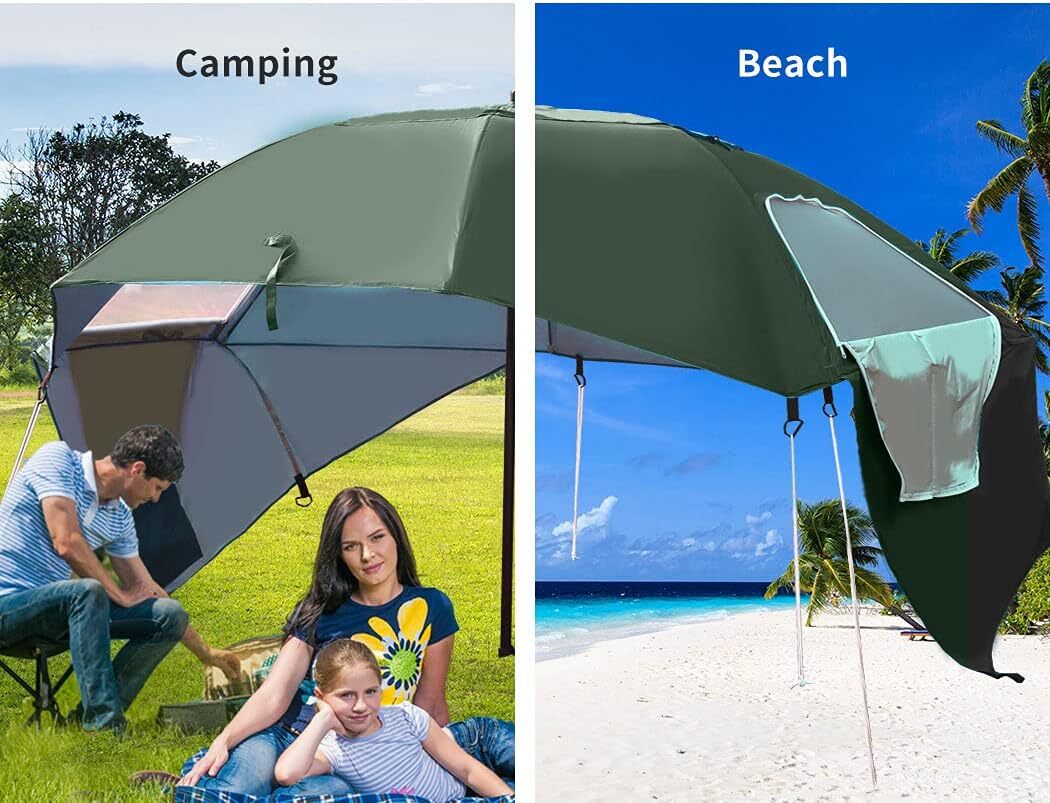 Large Canopy Camping Beach Sports Events Sun & Rain Umbrella (Green)