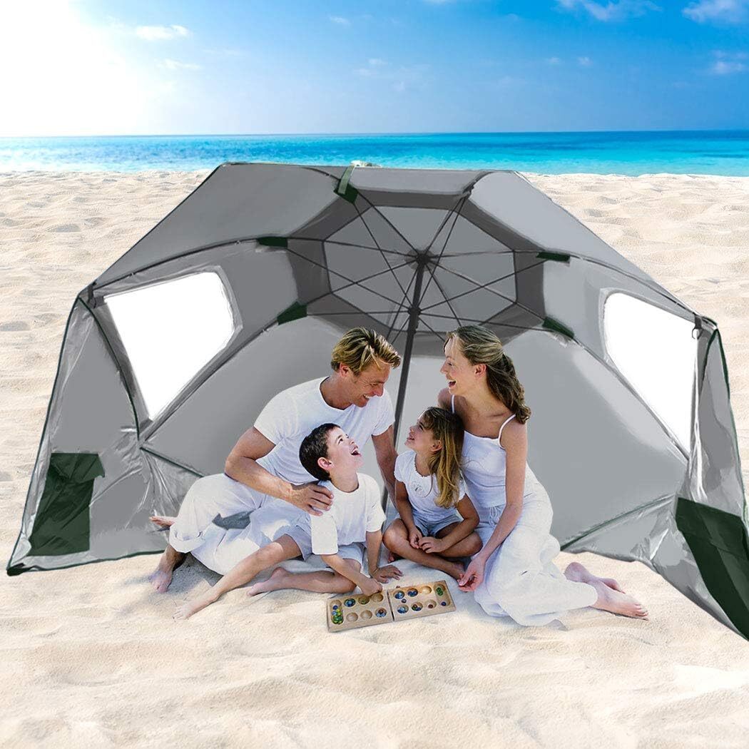 Large Canopy Camping Beach Sports Events Sun & Rain Umbrella (Green)