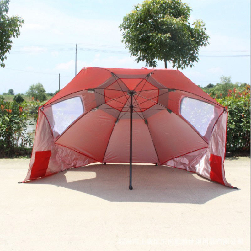 Large Canopy Camping Beach Sports Events Sun & Rain Umbrella (Red)