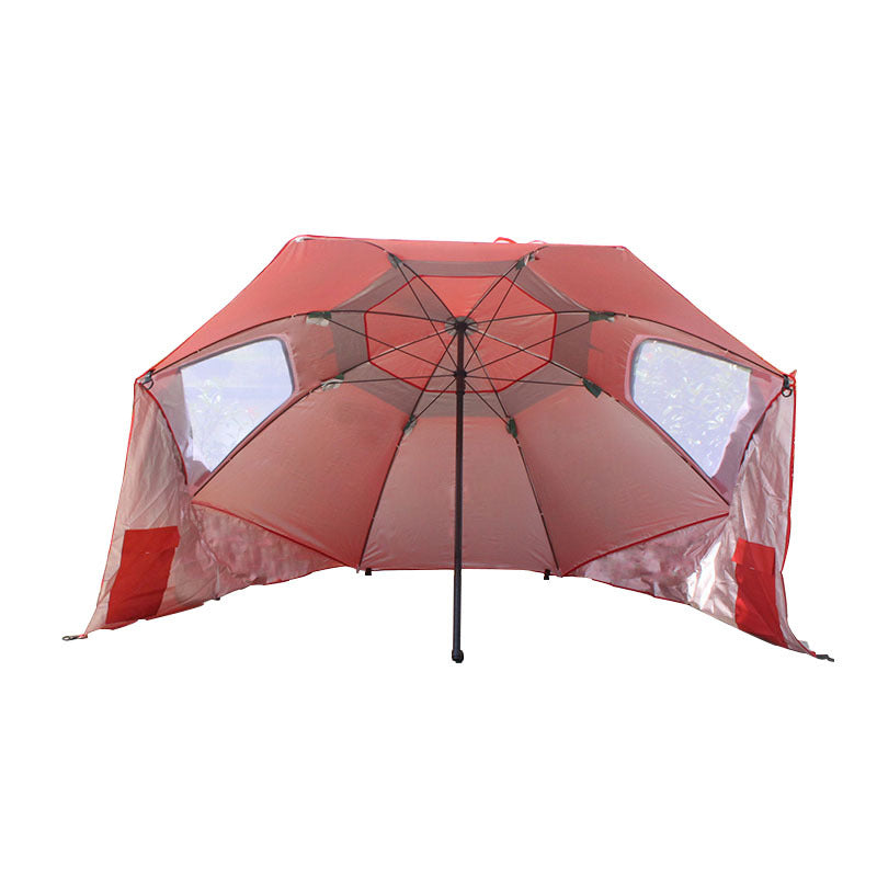 Large Canopy Camping Beach Sports Events Sun & Rain Umbrella (Red)