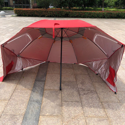 Large Canopy Camping Beach Sports Events Sun & Rain Umbrella (Red)