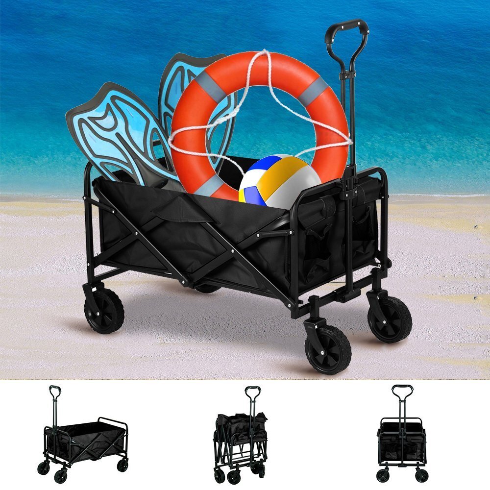 Large Capacity Outdoor Folding Beach Cart Utility Garden Camping Wagon