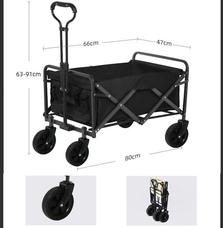 Large Capacity Outdoor Folding Beach Cart Utility Garden Camping Wagon