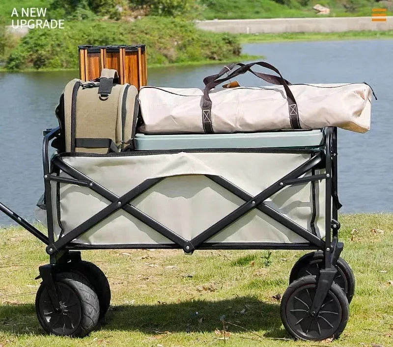 Large Capacity Outdoor Folding Beach Cart Utility Garden Camping Wagon