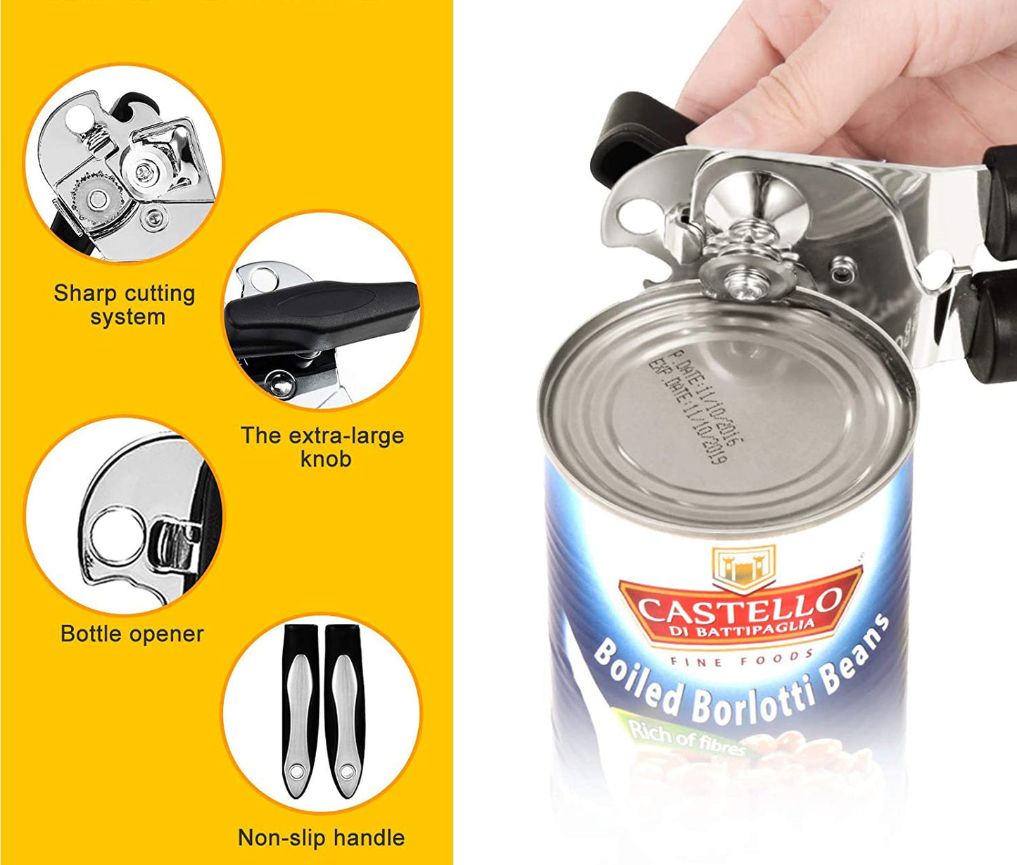 3-in-1 Stainless Steel Multi-Purpose Can, Bottle, Tin Opener