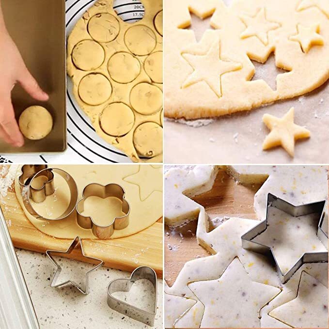 24 PCS Stainless Steel Biscuit Cookie Cutters Set Baking Moulds