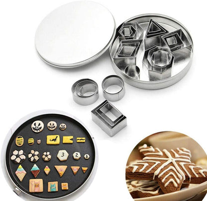 24 PCS Stainless Steel Biscuit Cookie Cutters Set Baking Moulds