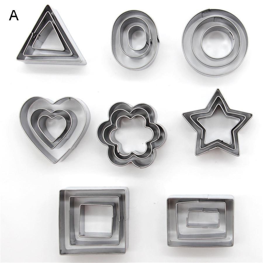 24 PCS Stainless Steel Biscuit Cookie Cutters Set Baking Moulds