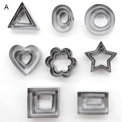 24 PCS Stainless Steel Biscuit Cookie Cutters Set Baking Moulds