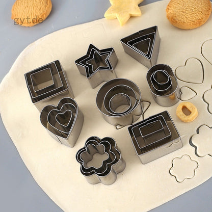 24 PCS Stainless Steel Biscuit Cookie Cutters Set Baking Moulds