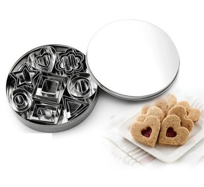 24 PCS Stainless Steel Biscuit Cookie Cutters Set Baking Moulds