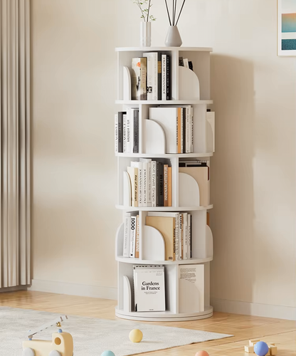Sanctuary 360-degree Rotating 5 Tier Display Shelf Bookcase Organiser (White)