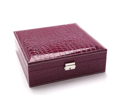 Deluxe Crocodile Leather Look Jewellery Box Storage Case Organiser (Purple)