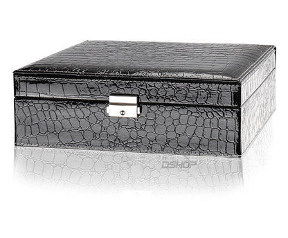 Deluxe Crocodile Leather Look Jewellery Box Storage Case Organiser (Pink)