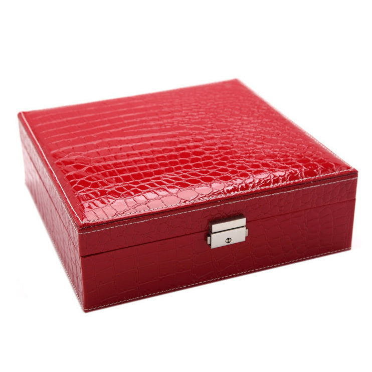 Deluxe Crocodile Leather Look Jewellery Box Storage Case Organiser (Red)