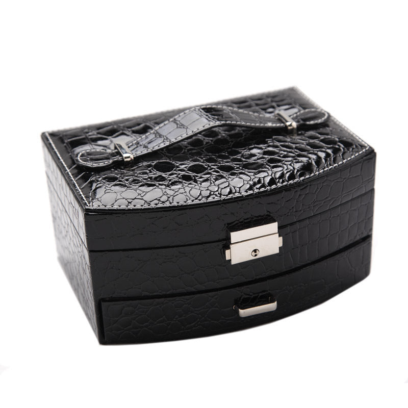 Luxury PU Leather Jewellery Box Storage Case (Midnight Black)