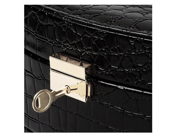 Luxury PU Leather Jewellery Box Storage Case (Midnight Black)