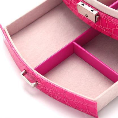 Luxury PU Leather Jewellery Box Storage Case (Hot Pink)