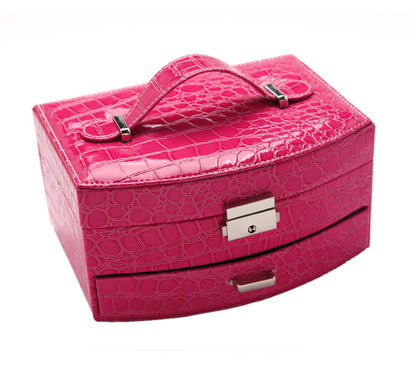 Luxury PU Leather Jewellery Box Storage Case (Hot Pink)