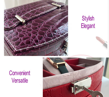 Luxury PU Leather Jewellery Box Storage Case (Red)