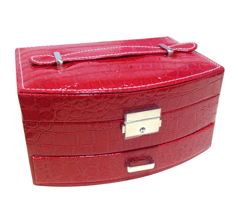 Luxury PU Leather Jewellery Box Storage Case (Red)