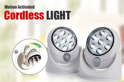 2 x Motion Activated 360 Rotating LED Wireless Motion Sensor Cordless Light