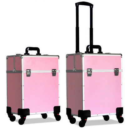 Deluxe Professional Beauty Makeup Cosmetic Suitcase Travel Organizer Luggage (Pink)