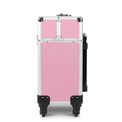 Deluxe Professional Beauty Makeup Cosmetic Suitcase Travel Organizer Luggage (Pink)