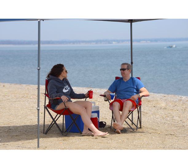 Portable Folding Camping Beach Chair with Arm Rest Cup Holder & Storage Bag (Black)