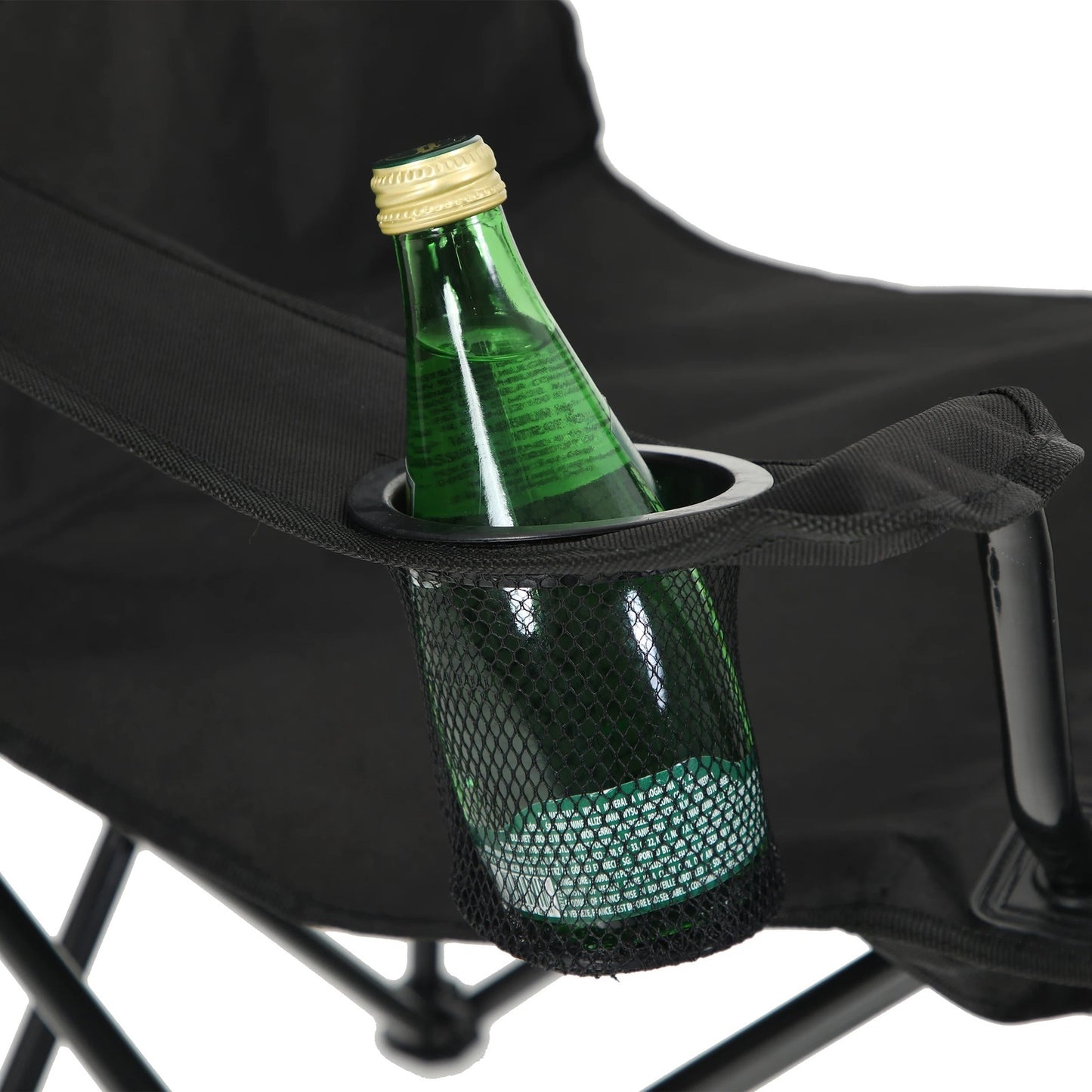 Portable Folding Camping Beach Chair with Arm Rest Cup Holder & Storage Bag (Black)