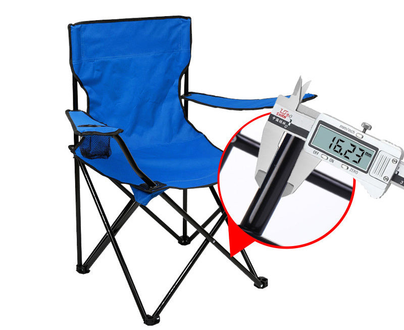 Portable Folding Camping Beach Chair with Arm Rest Cup Holder & Storage Bag (Blue)